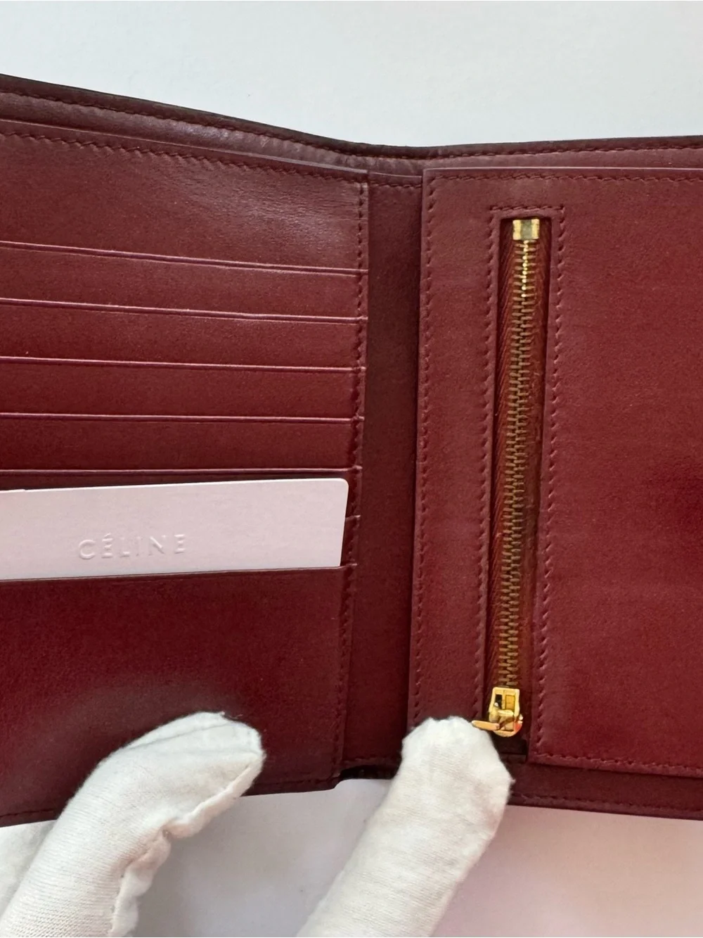 Celine Burgundy Tab-Closure Leather Wallet - Picture 4 of 6